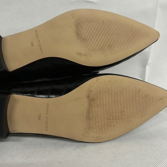 NEW Marc Fisher Feud Loafer black animal snake pointed toe shoes penny flats - Picture 6 of 8